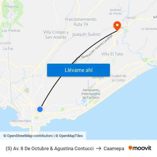(S) Av. 8 De Octubre & Agustina Contucci to Caamepa map
