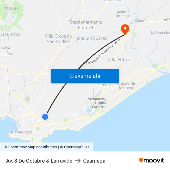 Av. 8 De Octubre & Larravide to Caamepa map