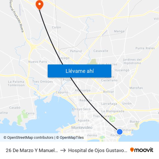 26 De Marzo Y Manuel V Pagola to Hospital de Ojos Gustavo Saint Bois map