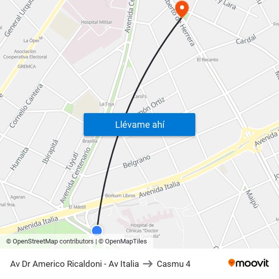Av Dr Americo Ricaldoni - Av Italia to Casmu 4 map