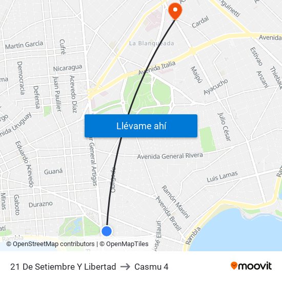 21 De Setiembre Y Libertad to Casmu 4 map