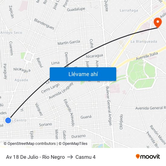 Av 18 De Julio - Rio Negro to Casmu 4 map