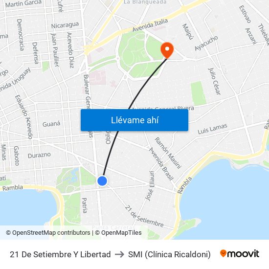 21 De Setiembre Y Libertad to SMI (Clínica Ricaldoni) map