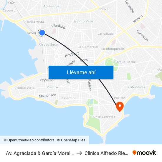 Av. Agraciada & García Morales to Clinica Alfredo Rienzi map