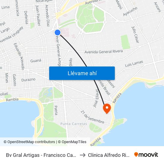 Bv Gral Artigas - Francisco Canaro to Clinica Alfredo Rienzi map
