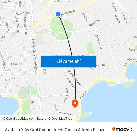 Av Italia Y Av Gral Garibaldi to Clinica Alfredo Rienzi map