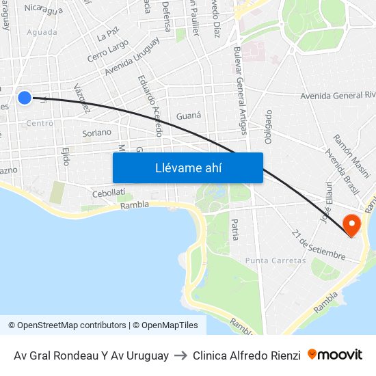 Av Gral Rondeau Y Av Uruguay to Clinica Alfredo Rienzi map