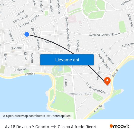 Av 18 De Julio Y Gaboto to Clinica Alfredo Rienzi map