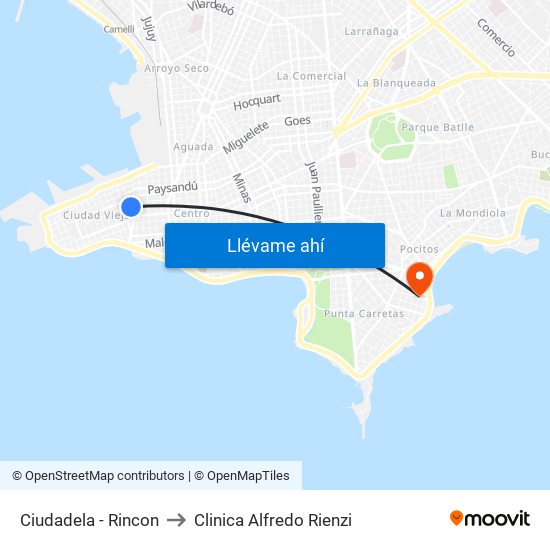 Ciudadela - Rincon to Clinica Alfredo Rienzi map