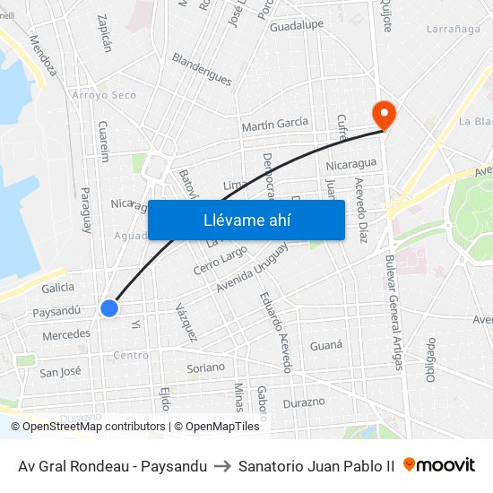 Av Gral Rondeau - Paysandu to Sanatorio Juan Pablo II map