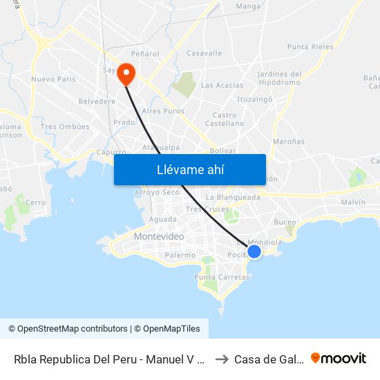 Rbla Republica Del Peru - Manuel V Pagola to Casa de Galicia map