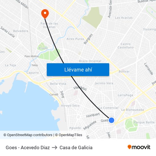 Goes - Acevedo Diaz to Casa de Galicia map