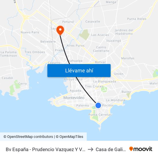 Bv España - Prudencio Vazquez Y Vega to Casa de Galicia map