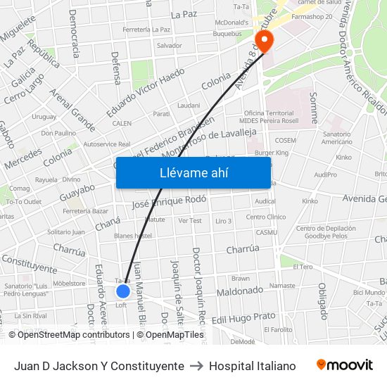 Juan D Jackson Y Constituyente to Hospital Italiano map