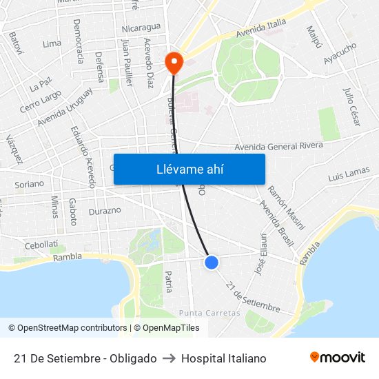 21 De Setiembre - Obligado to Hospital Italiano map