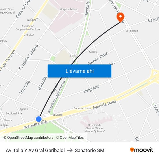 Av Italia Y Av Gral Garibaldi to Sanatorio SMI map