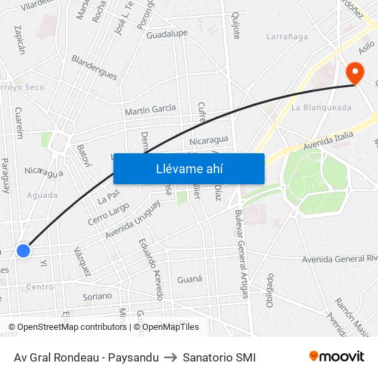 Av Gral Rondeau - Paysandu to Sanatorio SMI map