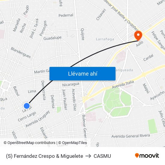 (S) Fernández Crespo & Miguelete to CASMU map