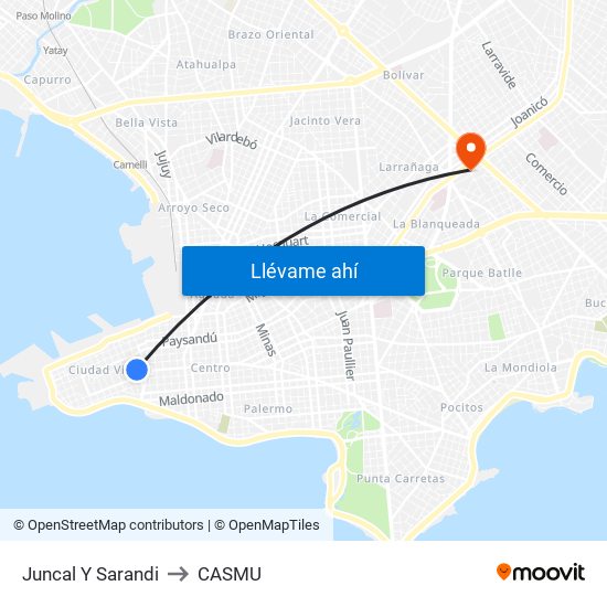 Juncal Y Sarandi to CASMU map