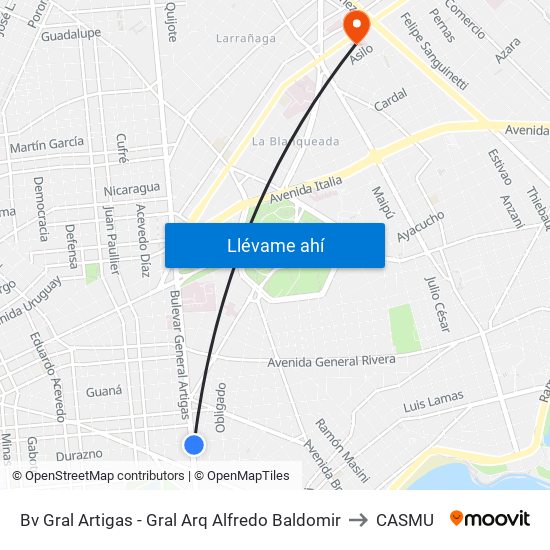 Bv Gral Artigas - Gral Arq Alfredo Baldomir to CASMU map