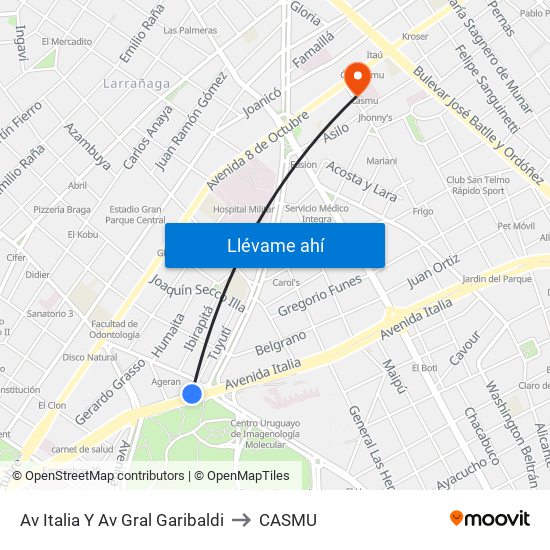 Av Italia Y Av Gral Garibaldi to CASMU map