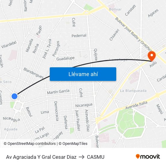 Av Agraciada Y Gral Cesar Diaz to CASMU map