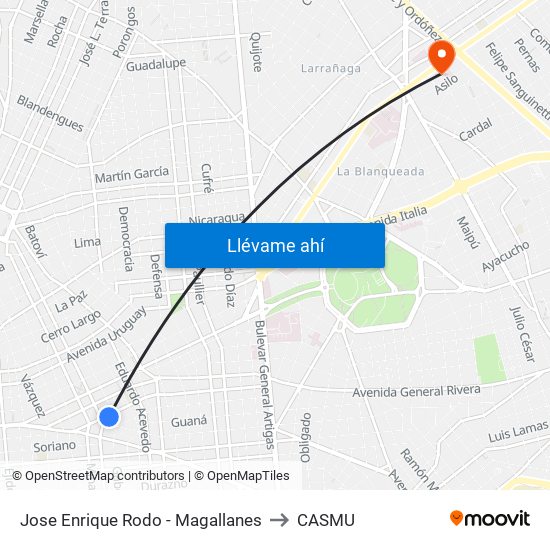 Jose Enrique Rodo - Magallanes to CASMU map