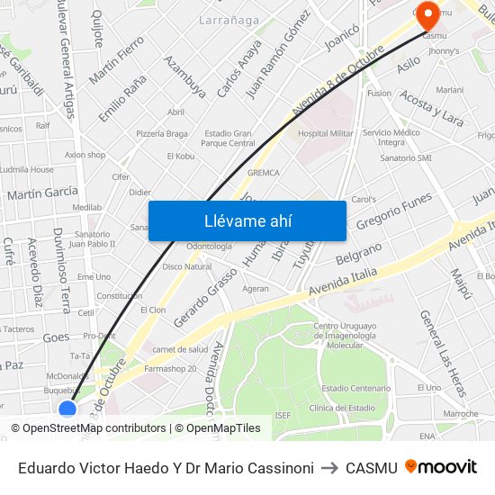 Eduardo Victor Haedo Y Dr Mario Cassinoni to CASMU map