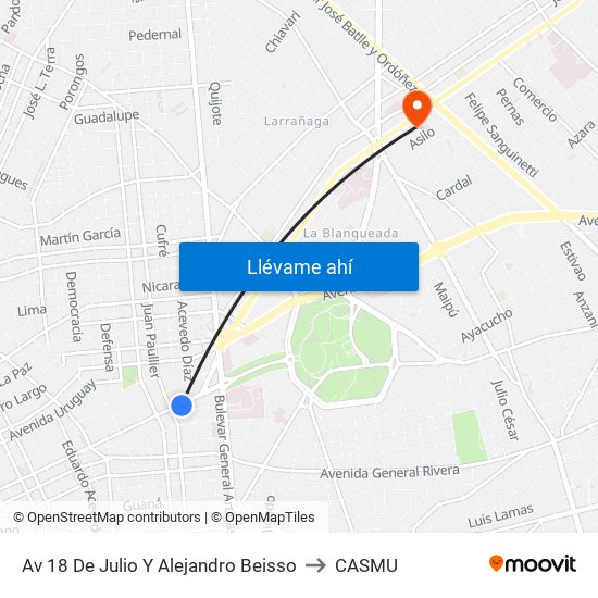 Av 18 De Julio Y Alejandro Beisso to CASMU map