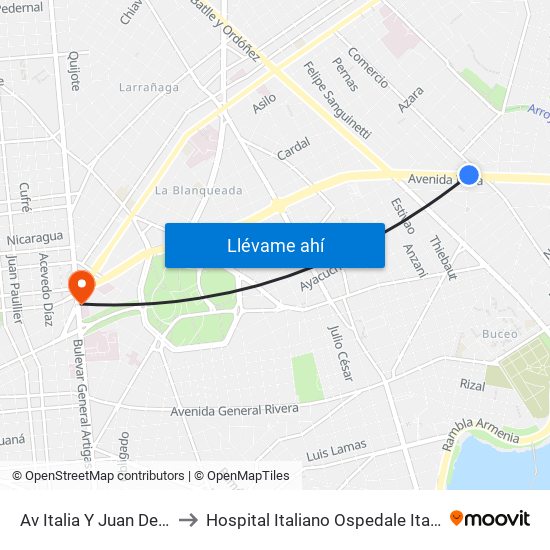 Av Italia Y Juan De Dios Peza to Hospital Italiano Ospedale Italiano Umberto I map