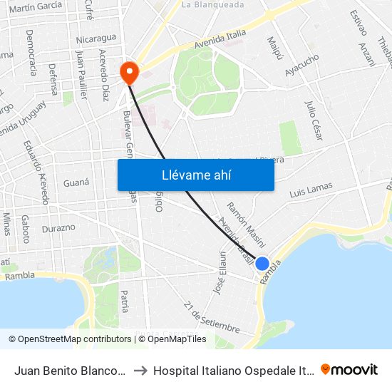 Juan Benito Blanco - Jose Marti to Hospital Italiano Ospedale Italiano Umberto I map