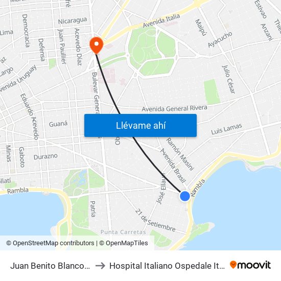 Juan Benito Blanco - Bv España to Hospital Italiano Ospedale Italiano Umberto I map