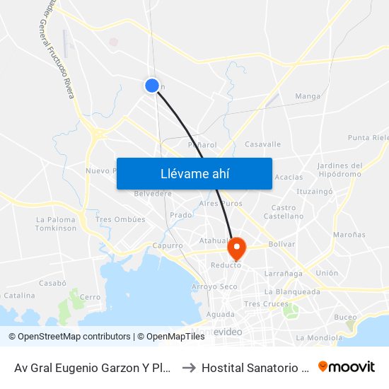 Av Gral Eugenio Garzon Y Plaza Vidiella to Hostital Sanatorio Español map