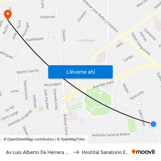 Av Luis Alberto De Herrera Y Horacio to Hostital Sanatorio Español map
