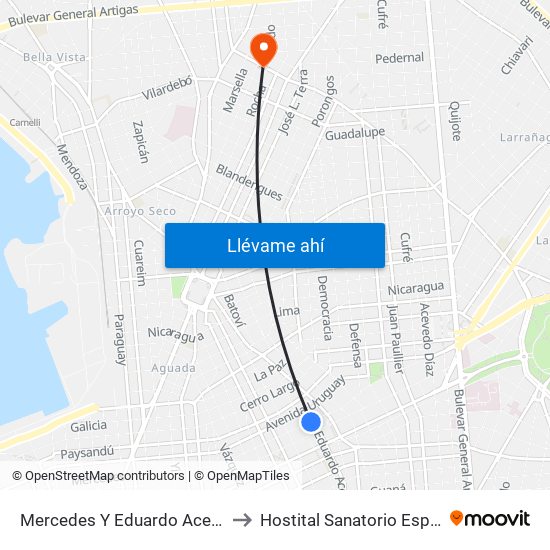 Mercedes Y Eduardo Acevedo to Hostital Sanatorio Español map