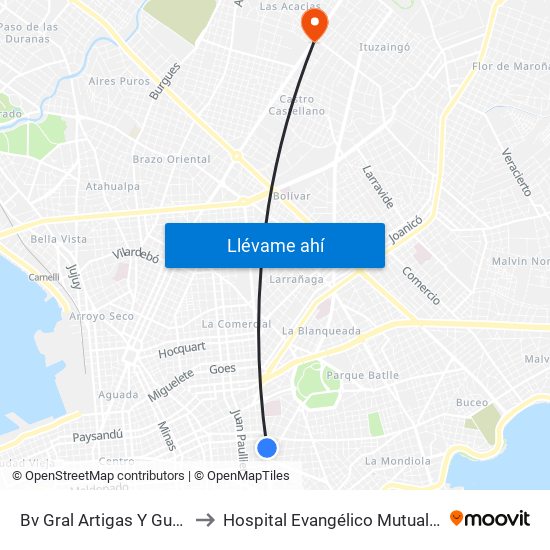 Bv Gral Artigas Y Guana to Hospital Evangélico Mutualista map