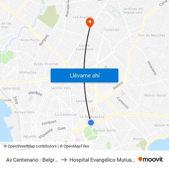 Av Centenario - Belgrano to Hospital Evangélico Mutualista map