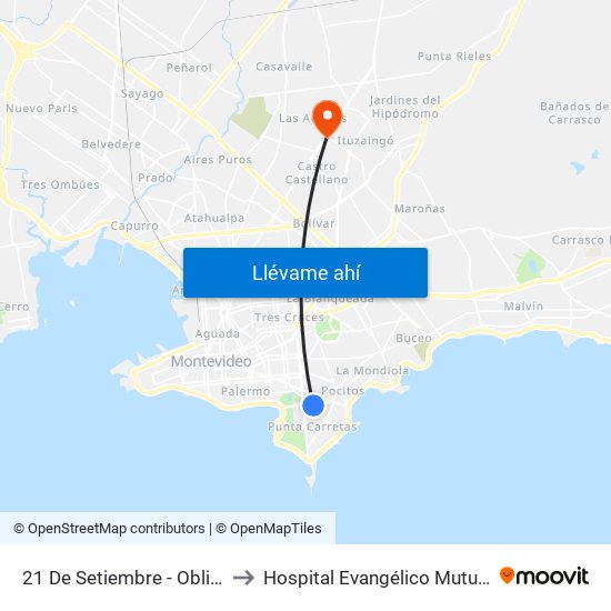 21 De Setiembre - Obligado to Hospital Evangélico Mutualista map