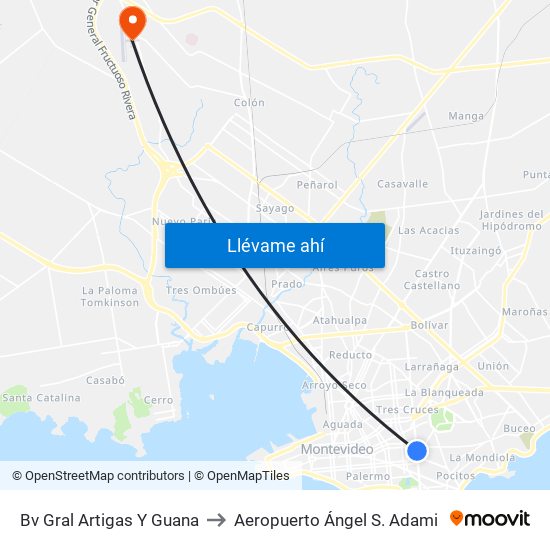 Bv Gral Artigas Y Guana to Aeropuerto Ángel S. Adami map