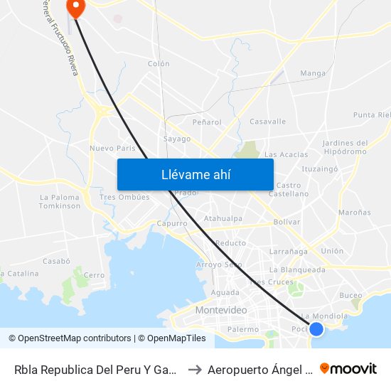 Rbla Republica Del Peru Y Gabriel A Pereira to Aeropuerto Ángel S. Adami map