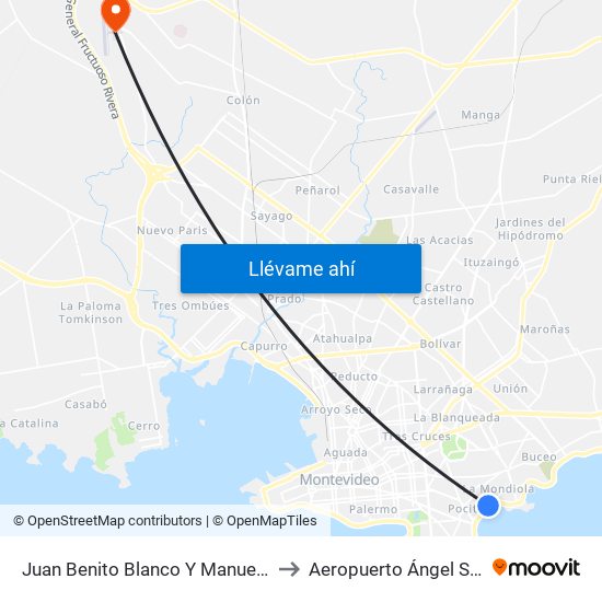 Juan Benito Blanco Y Manuel V Pagola to Aeropuerto Ángel S. Adami map