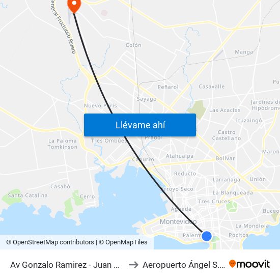 Av Gonzalo Ramirez - Juan D Jackson to Aeropuerto Ángel S. Adami map