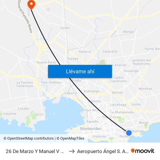 26 De Marzo Y Manuel V Pagola to Aeropuerto Ángel S. Adami map