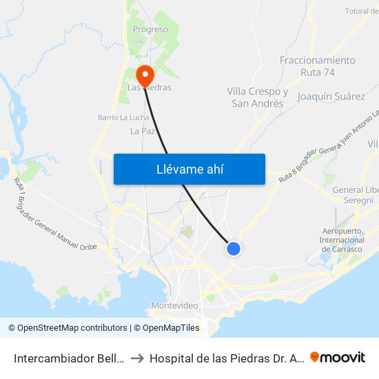 Intercambiador Belloni Andén 4 to Hospital de las Piedras Dr. Alfonso Espínola map