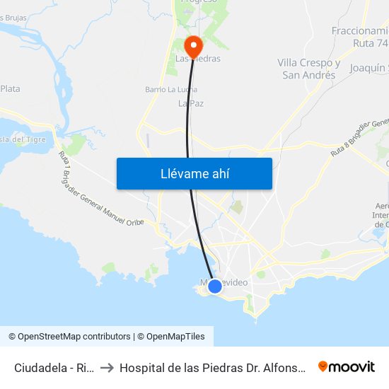 Ciudadela - Rincon to Hospital de las Piedras Dr. Alfonso Espínola map