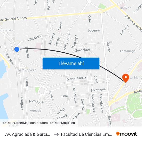 Av. Agraciada & García Morales to Facultad De Ciencias Empresariales map