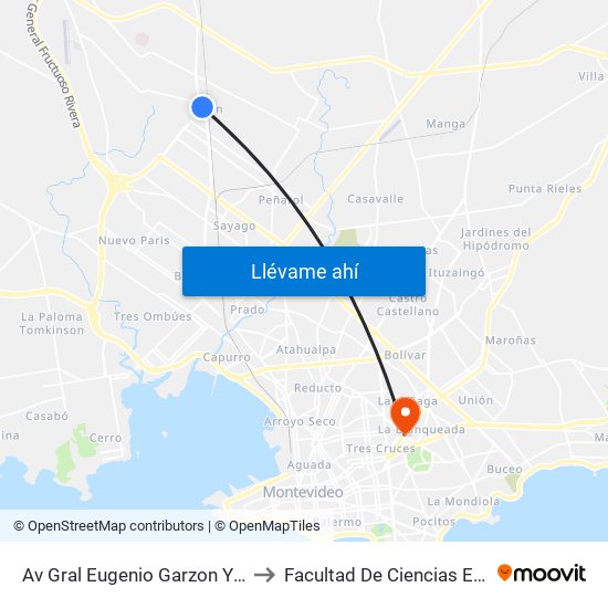 Av Gral Eugenio Garzon Y Plaza Vidiella to Facultad De Ciencias Empresariales map