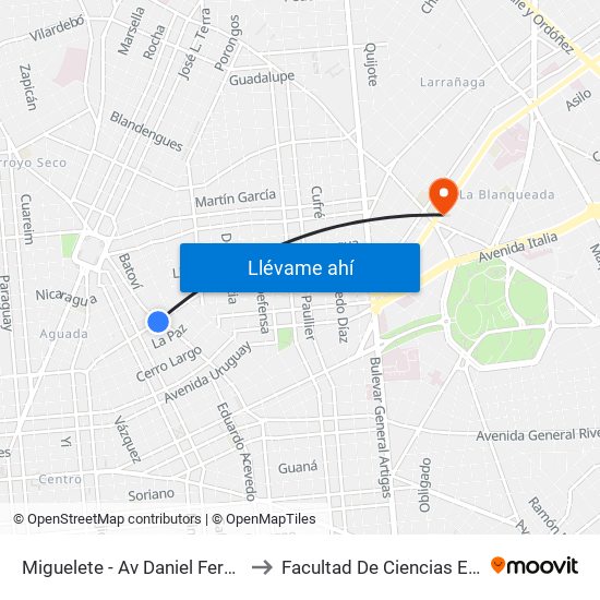 Miguelete - Av Daniel Fernandez Crespo to Facultad De Ciencias Empresariales map