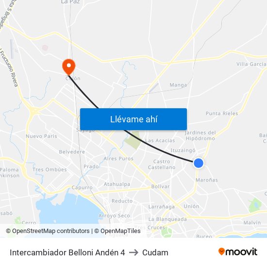 Intercambiador Belloni Andén 4 to Cudam map