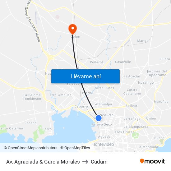 Av. Agraciada & García Morales to Cudam map